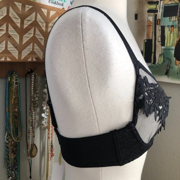 Wolf & Whistle Floral Lace Mesh Underwire Bra 34C - NWTs - Picture 6 of 8
